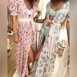 LoveShackFancy Floral Maxi Dresses in Pink and Blue